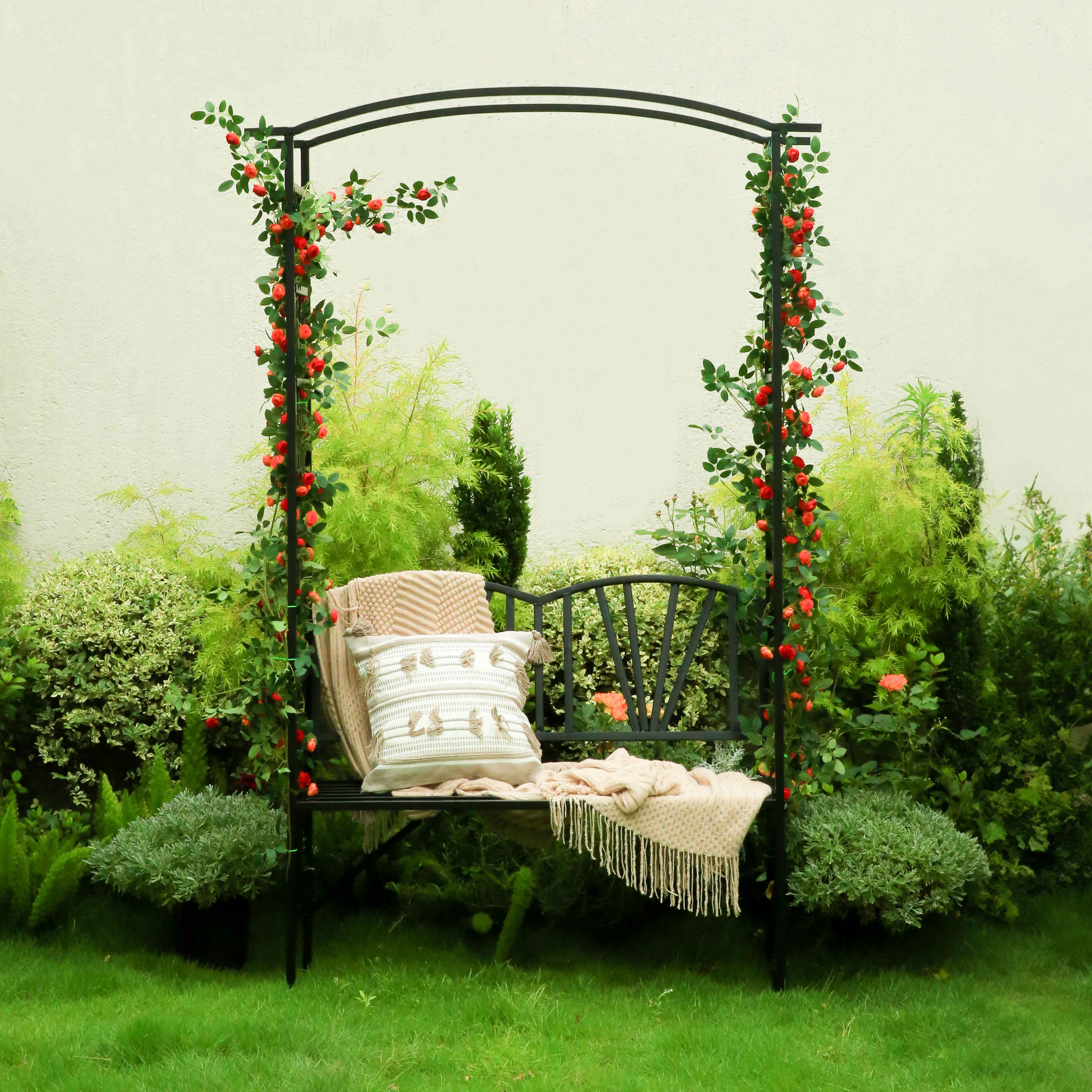 garden arch with benches