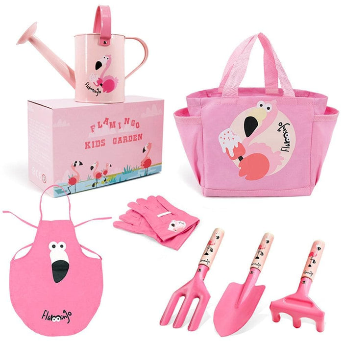 7Pcs Flamingo Pink Kids Gardening Set