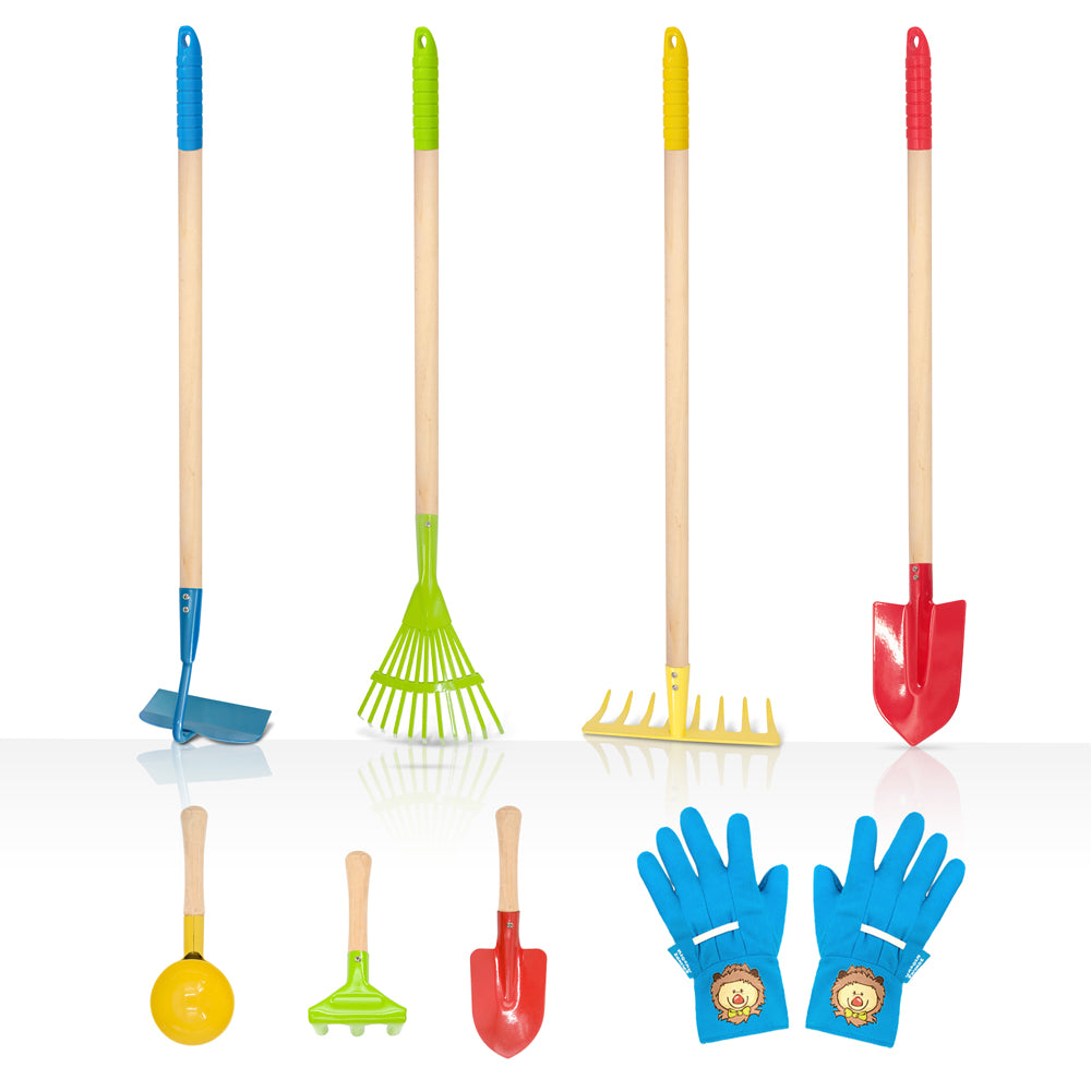jardineer garden tool set Colorful Kids Gardening Set|8PCS Kids Gardening Kit Long Tools Ages 5+