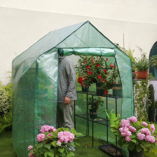 Outdoor Greenhouse Tent| 2-Tier Small Walk In Greenhouse For Garden