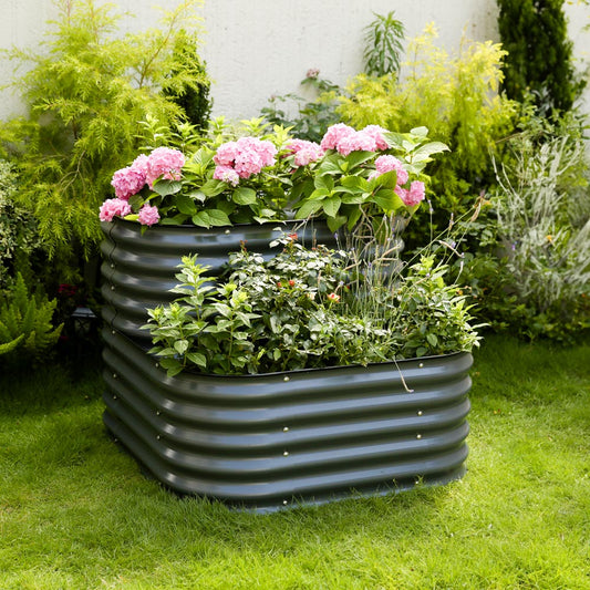 Double-Layer Space-Saving Easy Assembly Abundant Planting Capacity Metal At-Ground-Level Raised Garden Bed