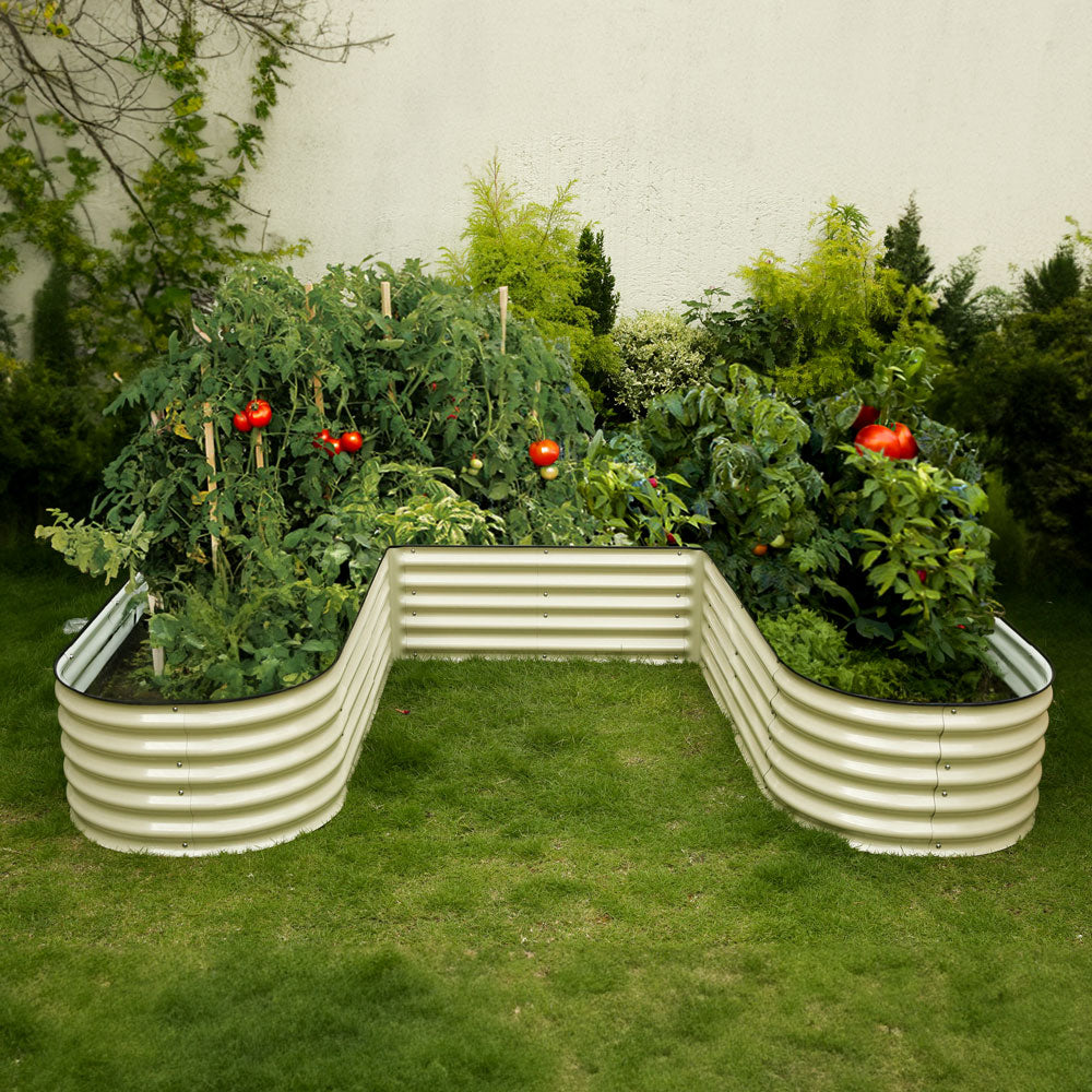 Versatile Easy Assembly U-Shaped Space-Saving At-Ground-Level Metal Raised Garden Bed