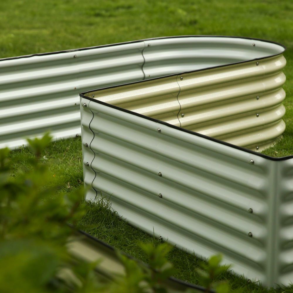 Versatile Easy Assembly U-Shaped Space-Saving At-Ground-Level Metal Raised Garden Bed