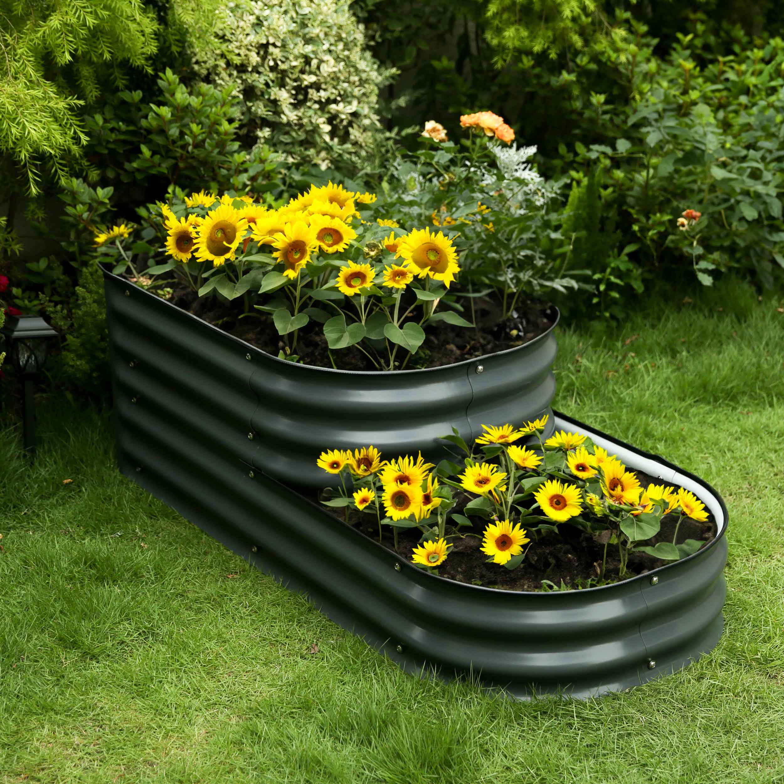 Double-Layer Space-Saving Easy Assembly High-Yield Harvest At-Ground-Level Metal Raised Garden Bed