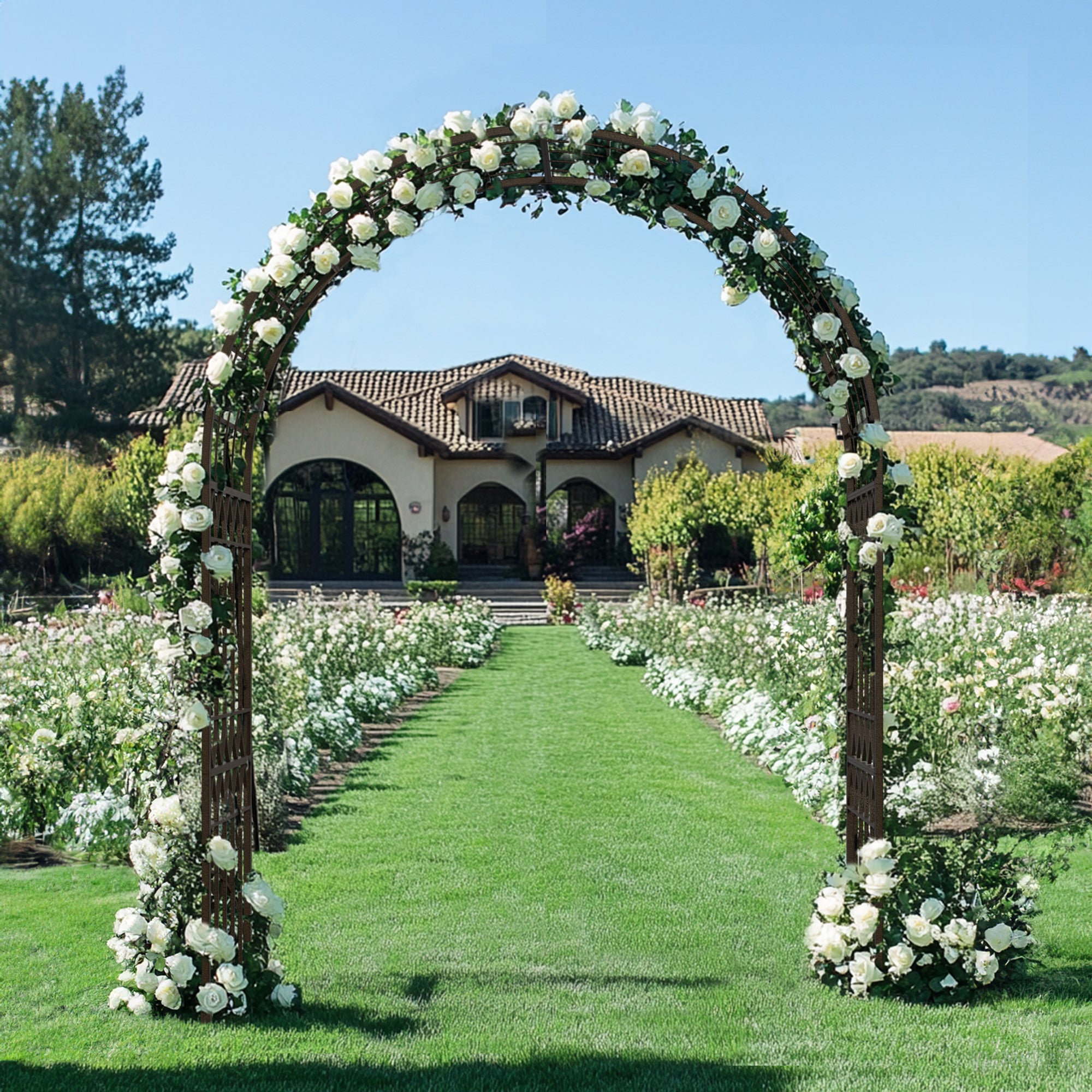 Romantic Garden Arch Trellis |Lattice Leaf Design Metal Garden Arch