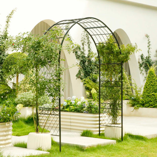 Roman Style Lattice Decorated Wide & Sturdy Garden Arch Trellis