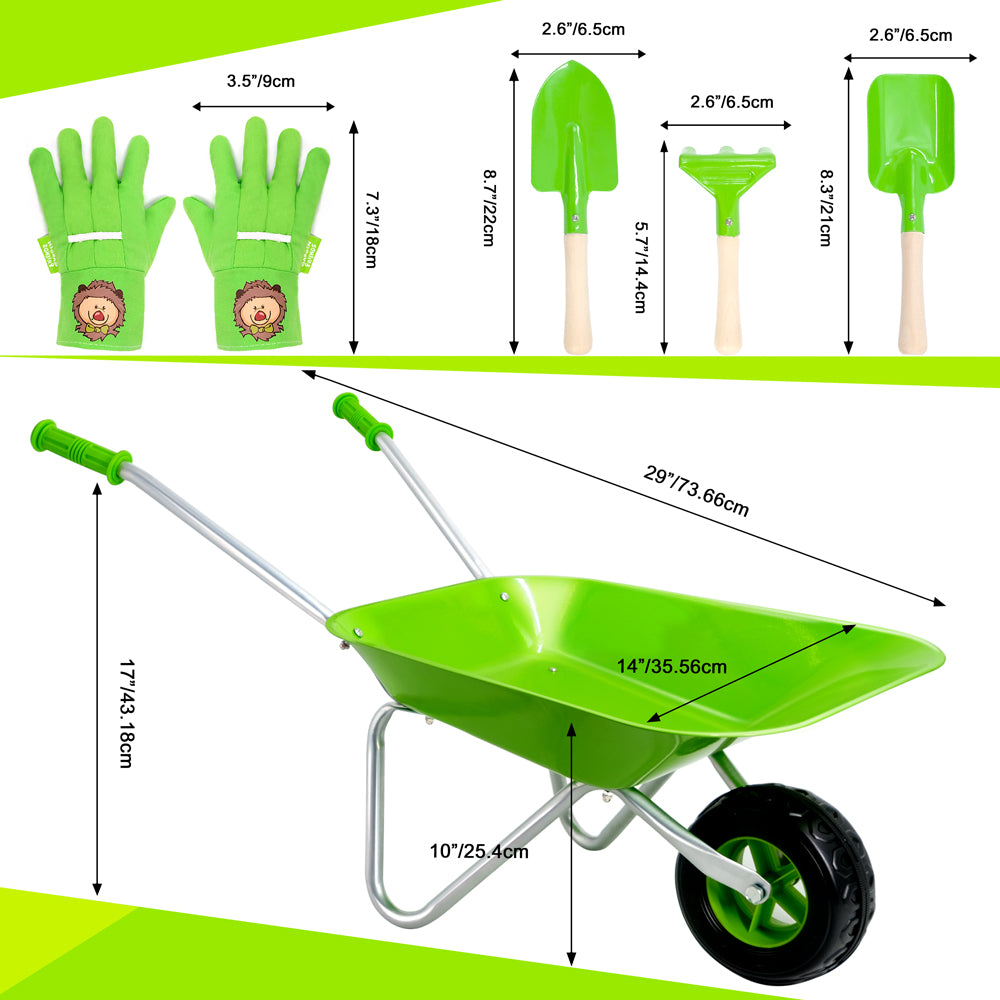 kids wheelbarrow set size