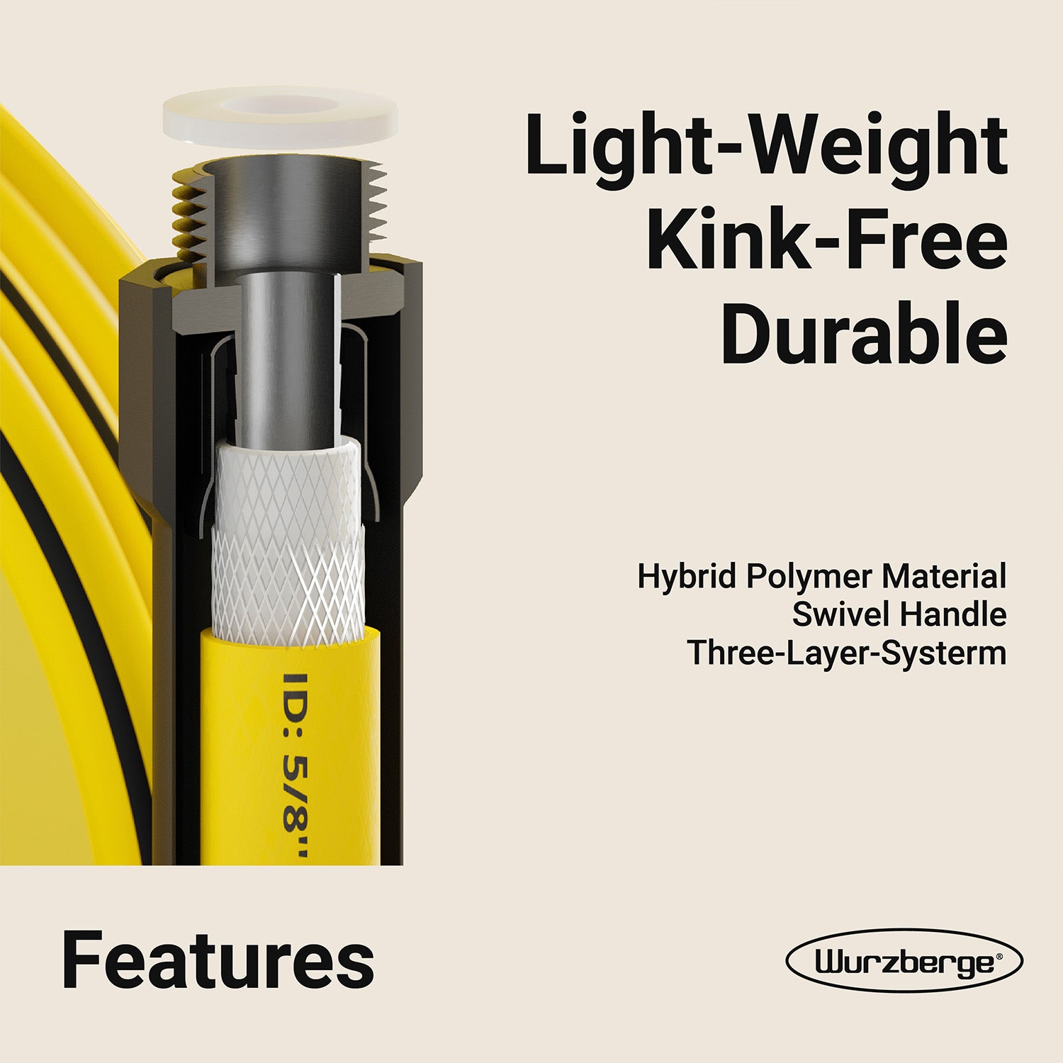 KinkFighter Flexible Garden Hose 25ft 50ft 75ft 100ft，Lightweight, No Kink, Leak Proof, Durable