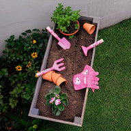 Pink Flamingo kids gardening set short handle tools