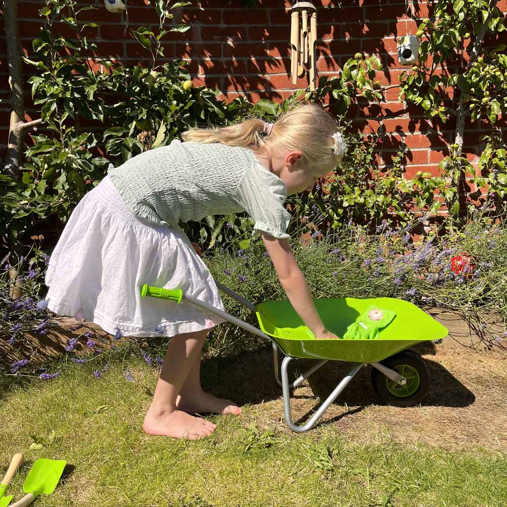 Green Hedgehog Kids Wheelbarrow Side view