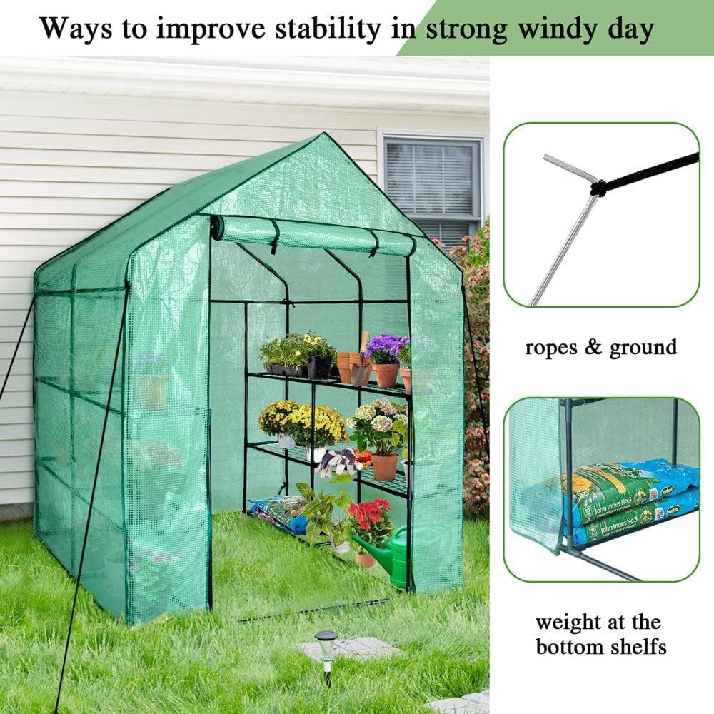 small walk in greenhouse details