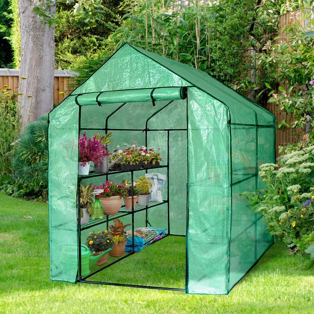 small walk in greenhouse details