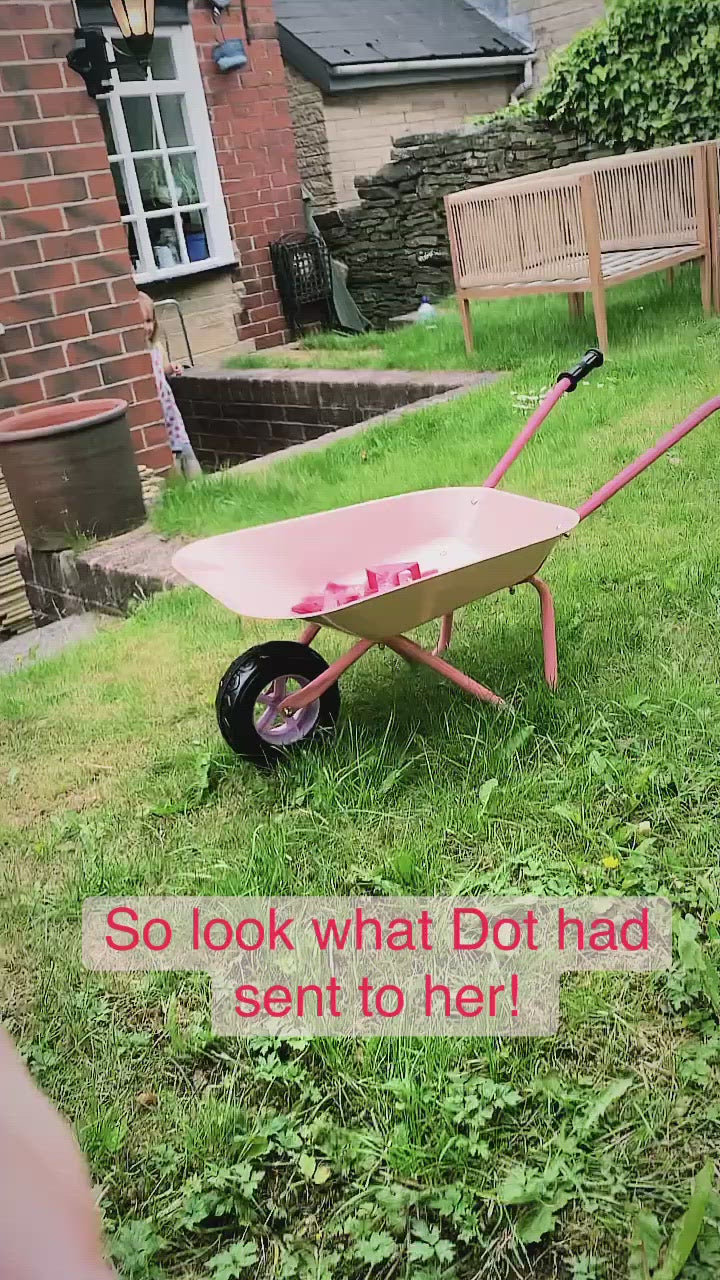 Pink Flamingos Kids Wheelbarrow Set|Children's wheelbarrow with Gardening Tools and Gloves Age 3+